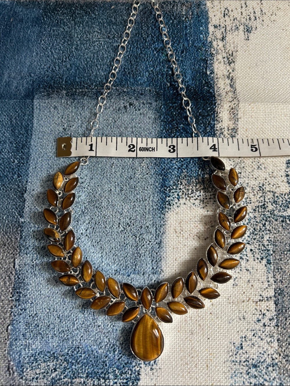 Sterling Silver Tigers Eye Gemstone Necklace - Picture 6 of 10